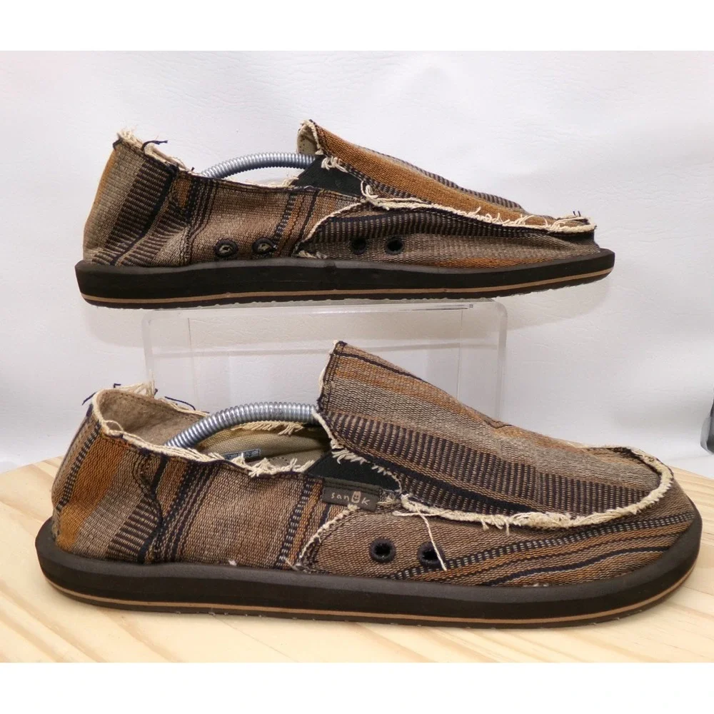 Sanuk Vagabond Blanket Slip On Shoes Mens Multicolor Browns Size 13